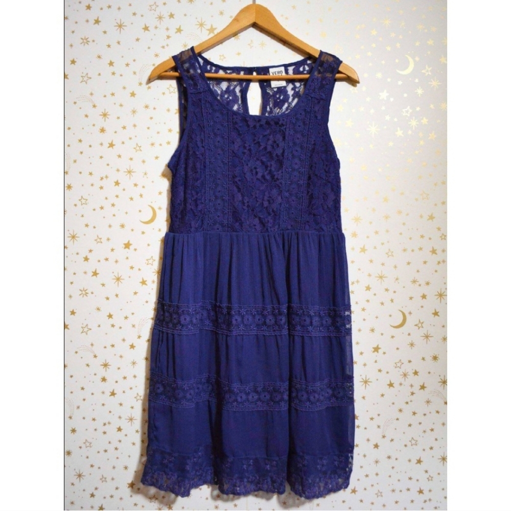 Vero Moda Purple Lace Sleeveless Dress Small